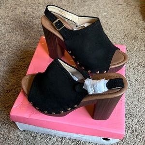 Women's Slingback Platform Chunky Heel Beige Sandals